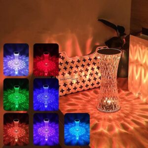 Rechargeable Crystal Table Lamp with 16 Colors Touch Control