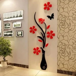 Modern Abstract Wall Decal Red Black 3D MDF 22"