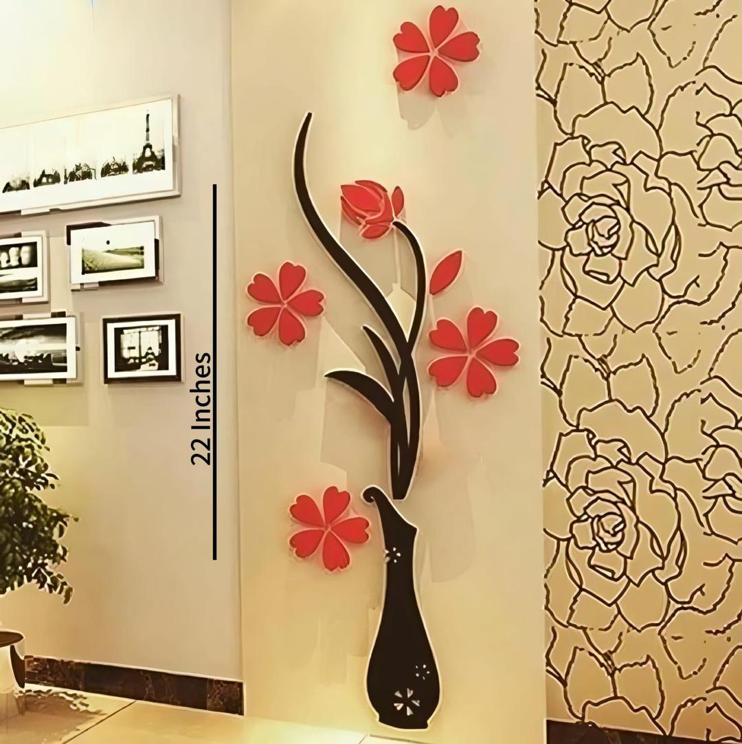 Modern Abstract Wall Decal Red Black 3D MDF 22" - Image 4