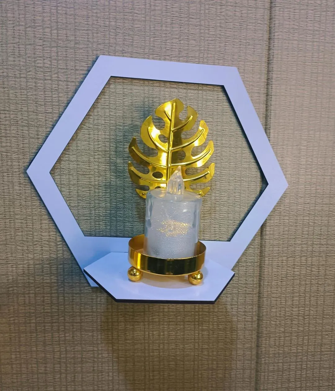 White Hexagon Wall Shelves Set Modern Floating Decor - Image 5