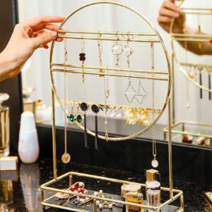 Gold Metal Jewelry & Earring Organizer Rack