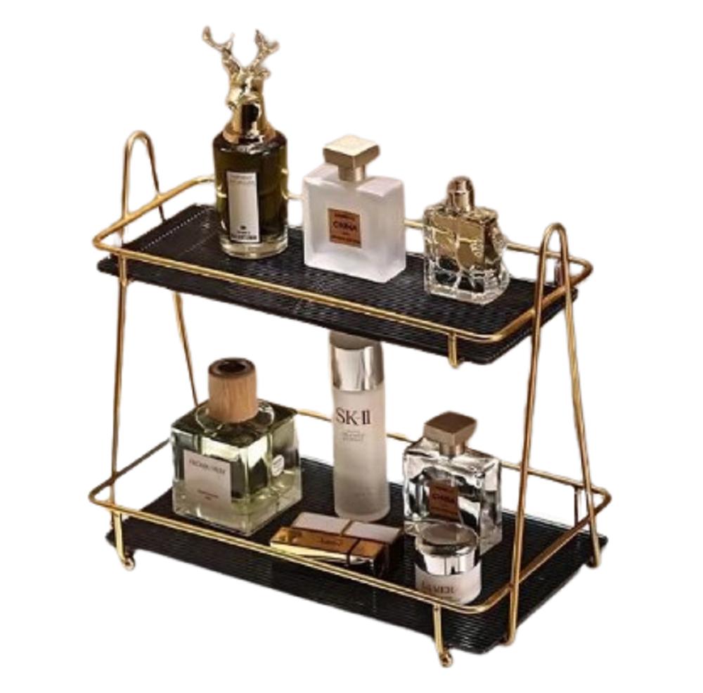 Metal Makeup Organizer Rack Black White 11.5x7 Inch - Image 3