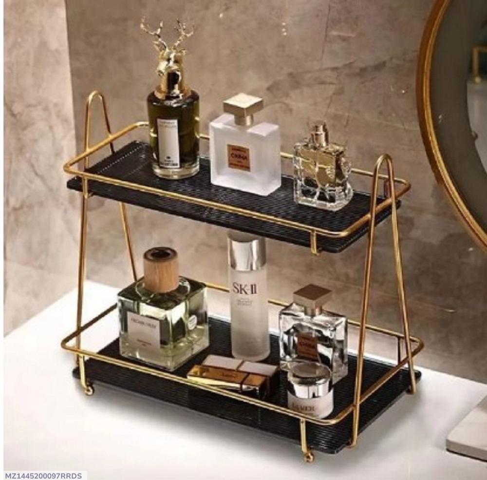 Metal Makeup Organizer Rack Black White 11.5x7 Inch - Image 4