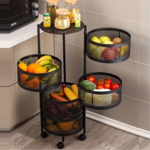 3 4 5 Tier Rotatable Fruit Basket Iron Black