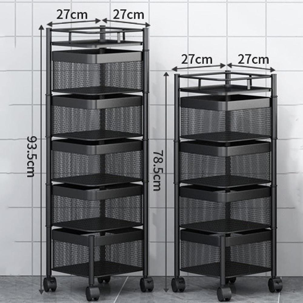 3 5 Tier Rotatable Fruit Basket Iron Black Kitchen Organizer - Image 4