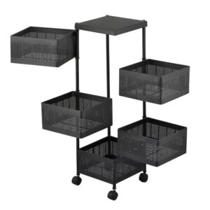 3 5 Tier Rotatable Fruit Basket Iron Black Kitchen Organizer