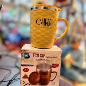 Stainless Steel Travel Coffee Mug 400ml Quilted Pink