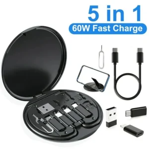 5-in-1 60W Fast Charging Cable Set Black