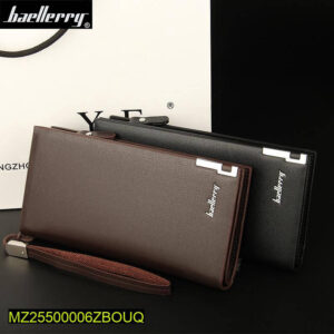 Men's PU Leather Long Wallet Brown Black Multi Pocket