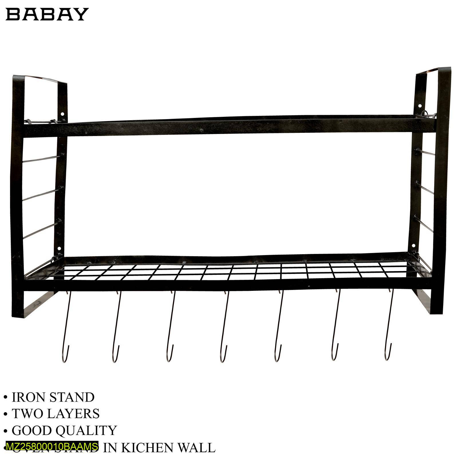 Wall Mounted 2 Tier Pot Rack Organizer Metal Durable - Image 4