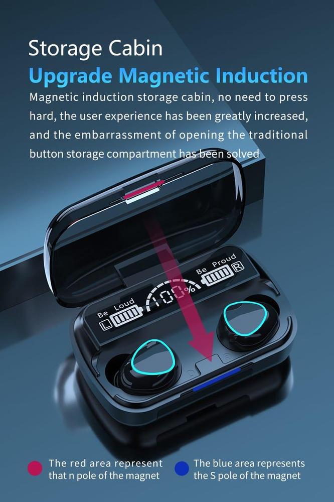 M10 Digital Display Earbuds Black Rechargeable Bluetooth 5.1 - Image 6