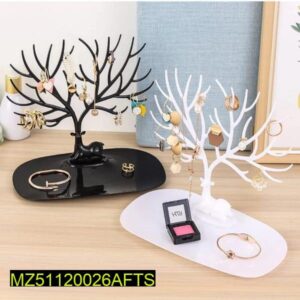 White Deer Tree Jewelry Stand for Earrings Necklaces Rings Display