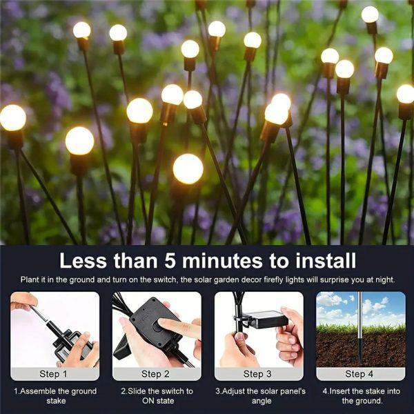 Solar Firefly Garden Lights 10Pc White Plastic Outdoor - Image 4
