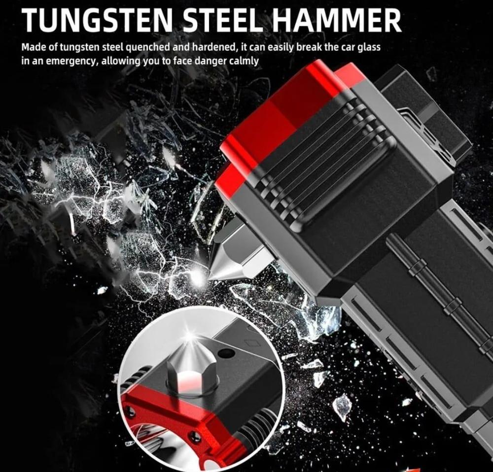 USB Flashlight with Safety Hammer Black Rechargeable - Image 6