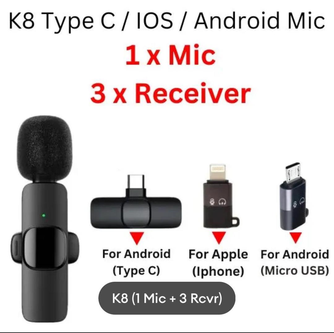 K8 Wireless 3-in-1 Noise Reduction Mic for iPhone & Android - Image 7