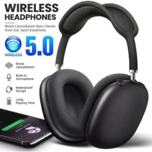 Black Wireless Headphones with Fast Charge & Long Battery