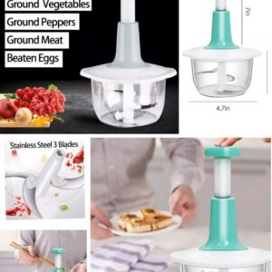 Hand Push Vegetable Chopper Stainless Steel 3 Blades Portable