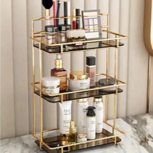 Golden 3-Layer Makeup Storage Rack for Vanity
