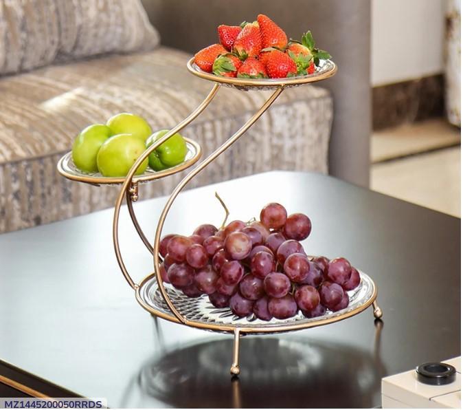 Golden 3-Tier Fruit Stand for Home Decor - Image 3