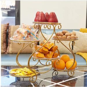 Golden 3-Tier Fruit Serving Stand for Home Decor