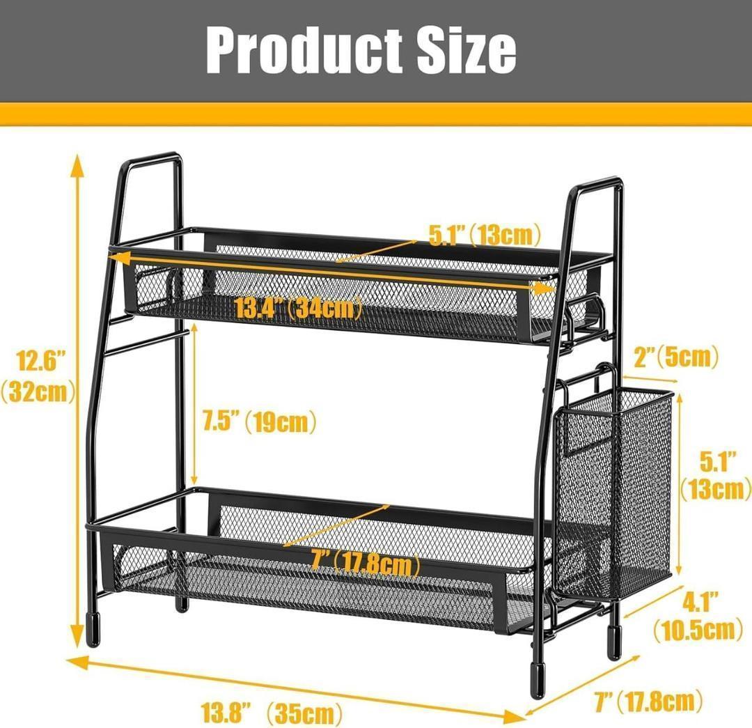 Black 2-Tier Iron Bathroom Organizer Rack - Image 5