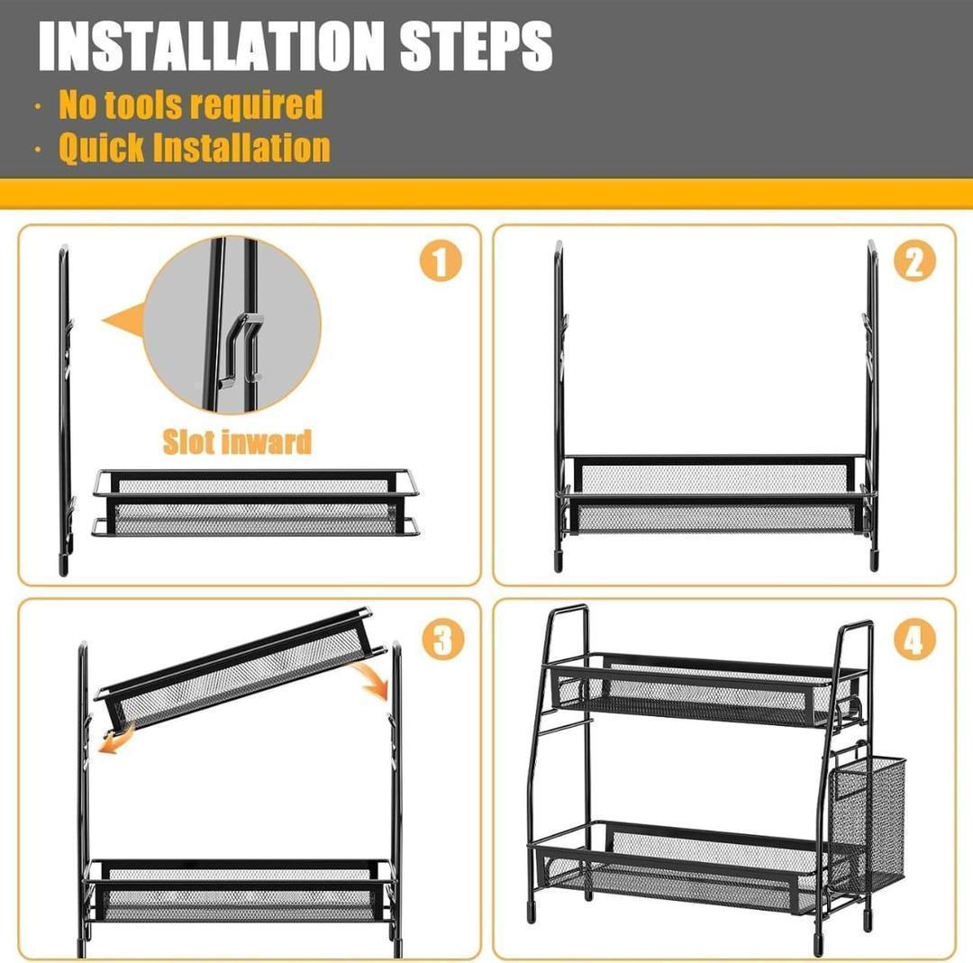 Black 2-Tier Iron Bathroom Organizer Rack - Image 6