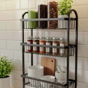 Black 3 Tier Wall Mounted Spice Rack Organizer Stainless Steel
