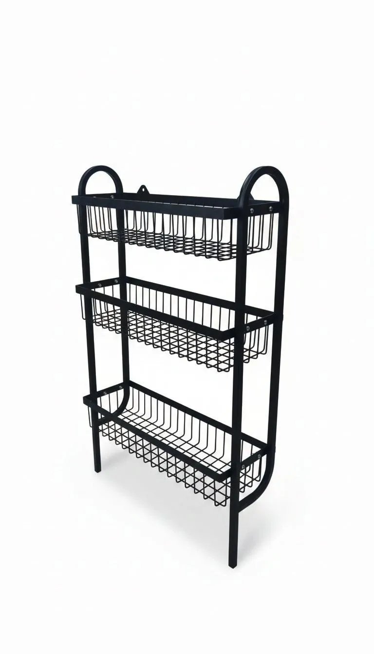 Black 3 Tier Wall Mounted Spice Rack Organizer Stainless Steel - Image 5
