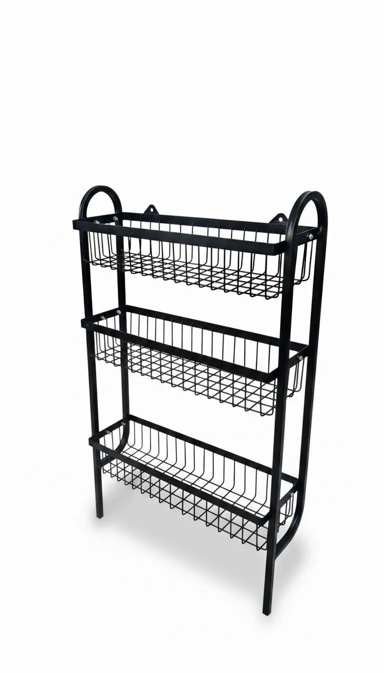 Black 3 Tier Wall Mounted Spice Rack Organizer Stainless Steel - Image 6