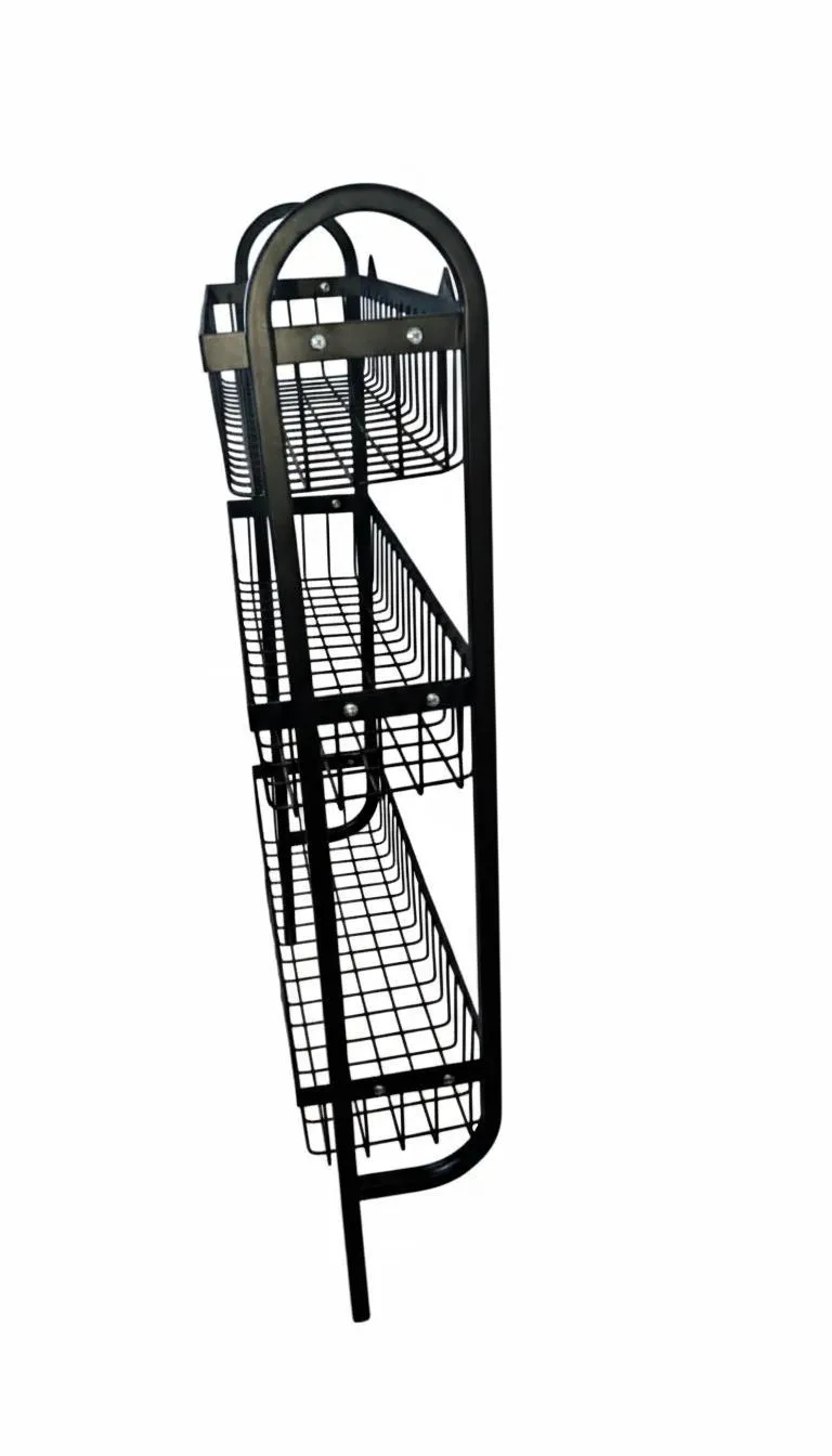 Black 3 Tier Wall Mounted Spice Rack Organizer Stainless Steel - Image 7