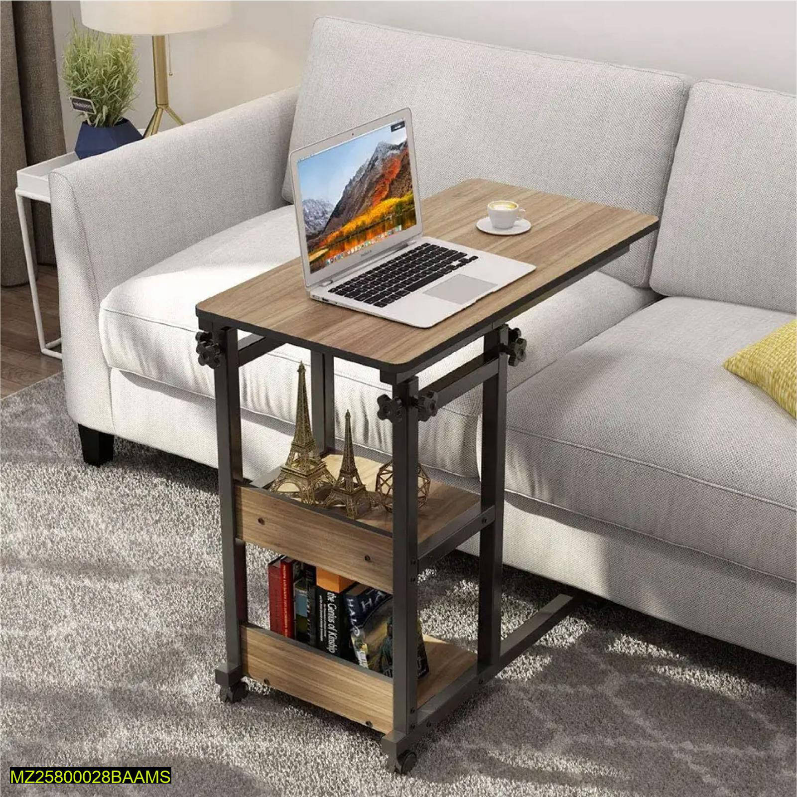 Adjustable Wooden Laptop Table With Wheels - Image 3