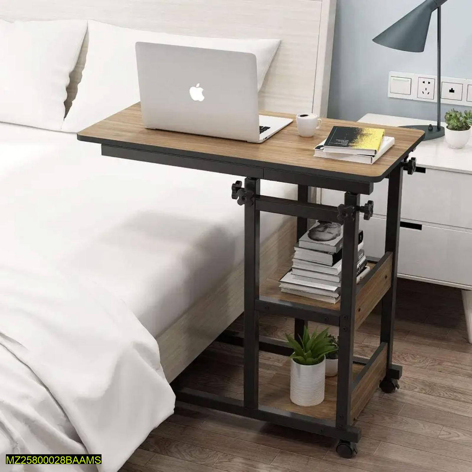 Adjustable Wooden Laptop Table With Wheels - Image 5