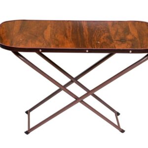 Foldable Iron Coffee Table with Wooden Top 16x24"